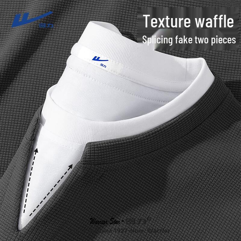 Warrior Men s Waffle Knit Faux Two-Piece V-Neck Long Sleeve T-Shirt L