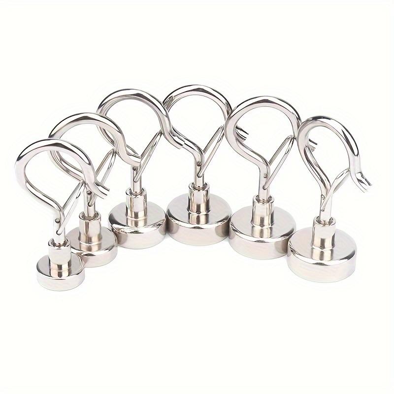 Heavy Duty Magnetic Hooks with Swivel Snap - 30 Lb Holding Power Metal Wall Mount Hooks, Polished Finish - Multipurpose Strong Magnet Hooks