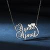 Custom Couple Double Name Necklace With Hearts Personalized 2 Names Pendant Romantic Anniversary Jewelry Gift For Lover Partners