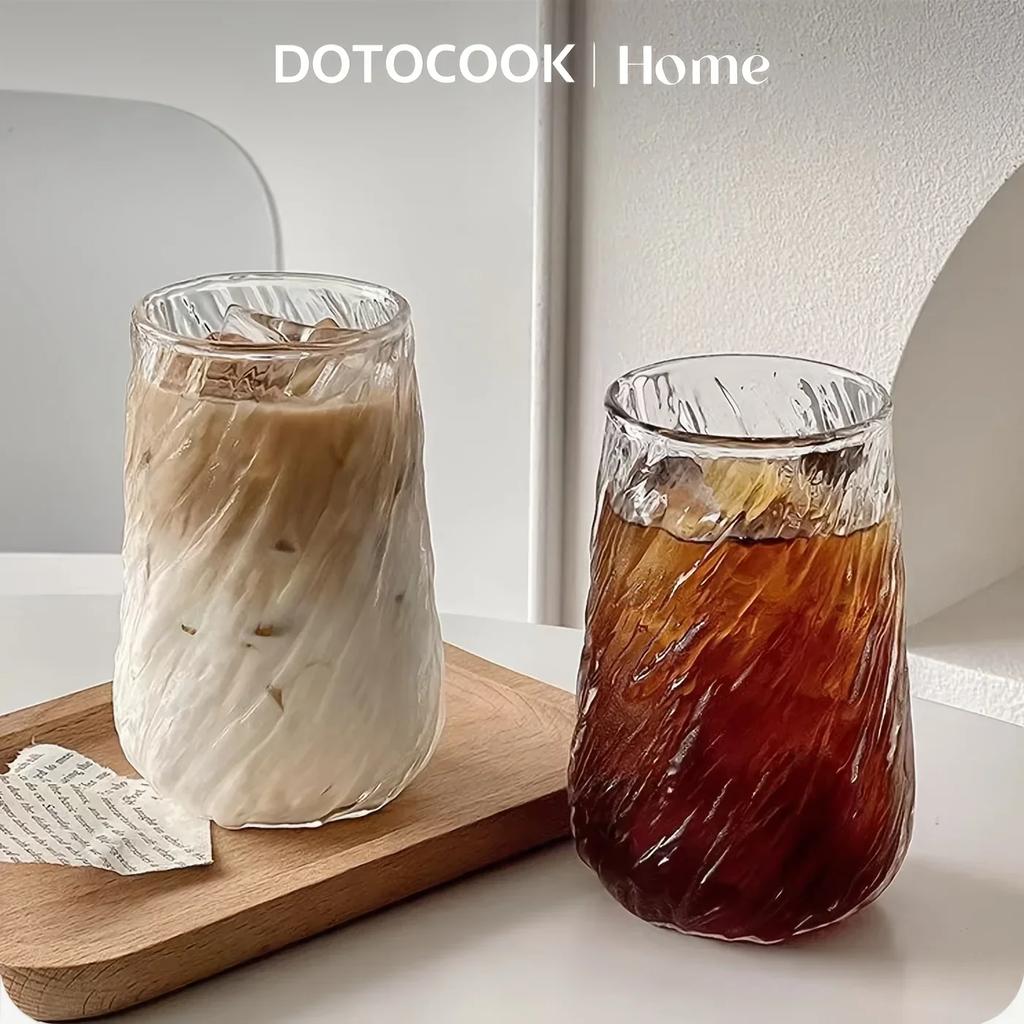 400ML Coffee Mug Glassware Stripe Glass Cup Ice Mug Transparent Glass Tea Cup Drinkware Juice Milk Mocha Cups Kitchen Supplies L