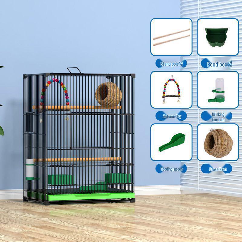 

Посилена велика клітка для великих птахів, таких як какатіли та піони, з гніздовою коробкою 60cm H, 42x31cm, no wheels, Package 3 чорний