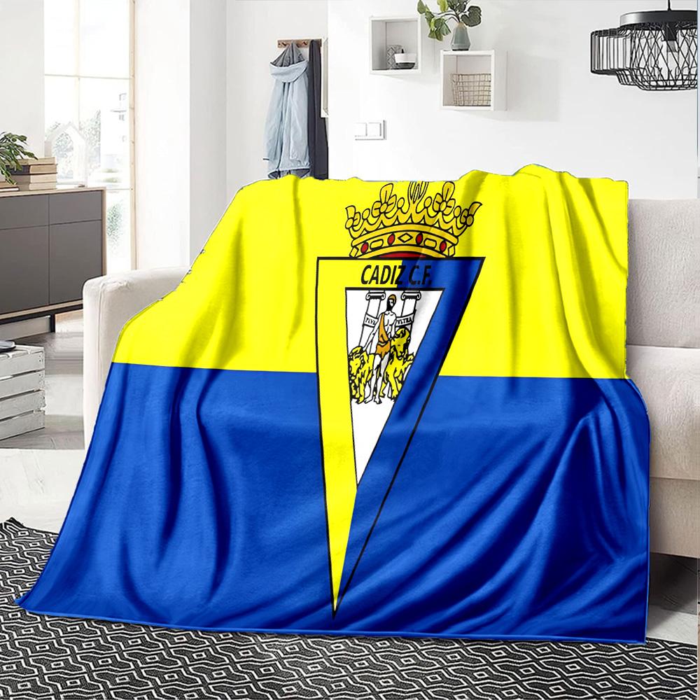 Cadiz Cf Badge Design Flannel Blanket, Soft Polyester, Modern Design, All-Season for Camping, Travel, Gifts for holidays or birthdays