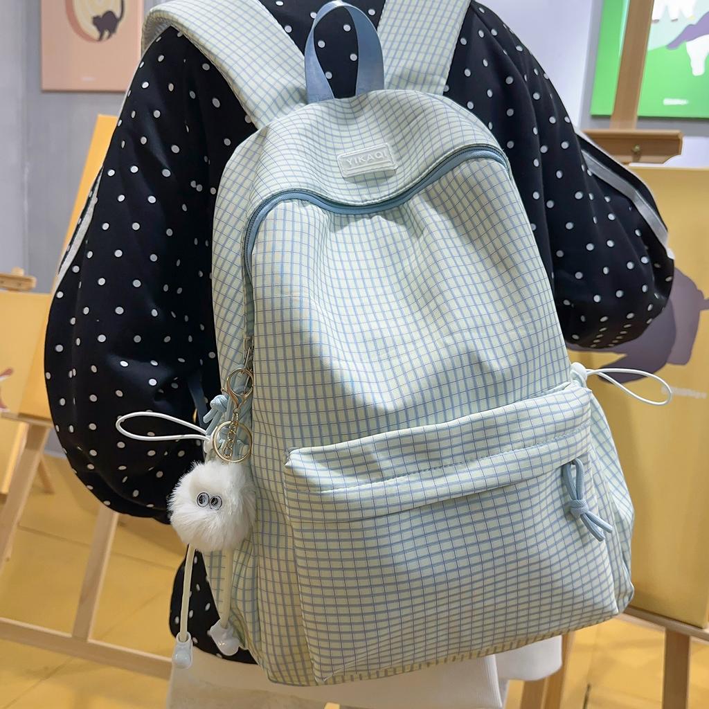Autumn and Winter New High-Value Plaid Lightweight Student Backpack for Girls, Elementary and Middle School Students, Double Shoulder Bag