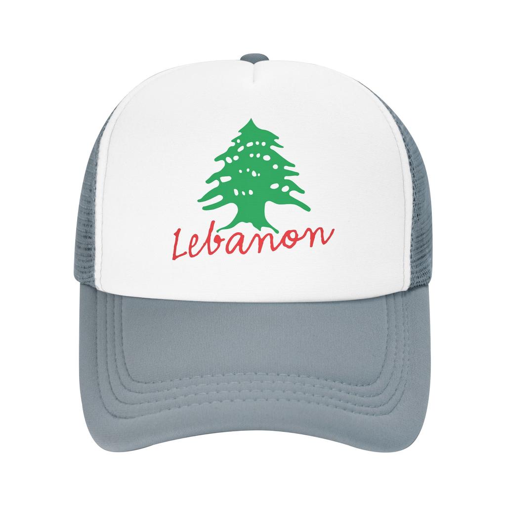 Lebanon Name with Lebanese Flag Cedar Tree Design Mesh Baseball Cap Unisex Casual Trucker Hat Hats Adjustable Summer Trucker Hat