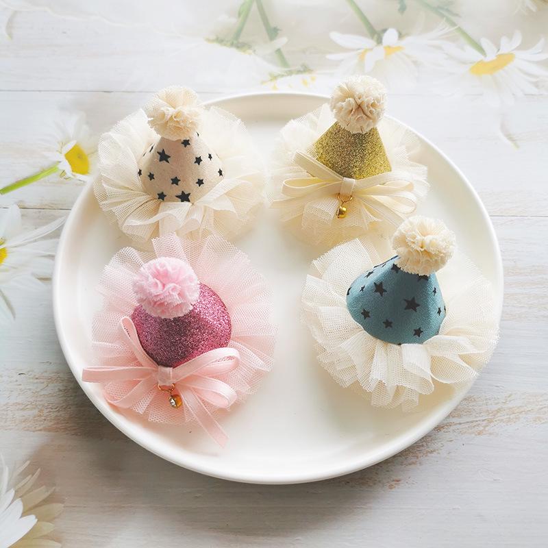 Korean Princess Birthday Headdress: Cute Yarn Ball Hat Hair Clip for Girls