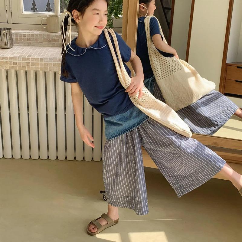 Mädchen Sommer Leinen Mückenschutz Caprihosen Koreanischer Stil Atmungsaktiv Elastischer Bund Kleinkind Kinder Outdoor Kleidung