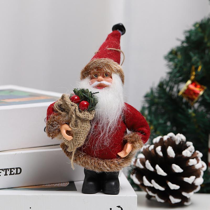 Cartoon Plush Santa Claus Standing Ornament: Christmas Desktop Decoration