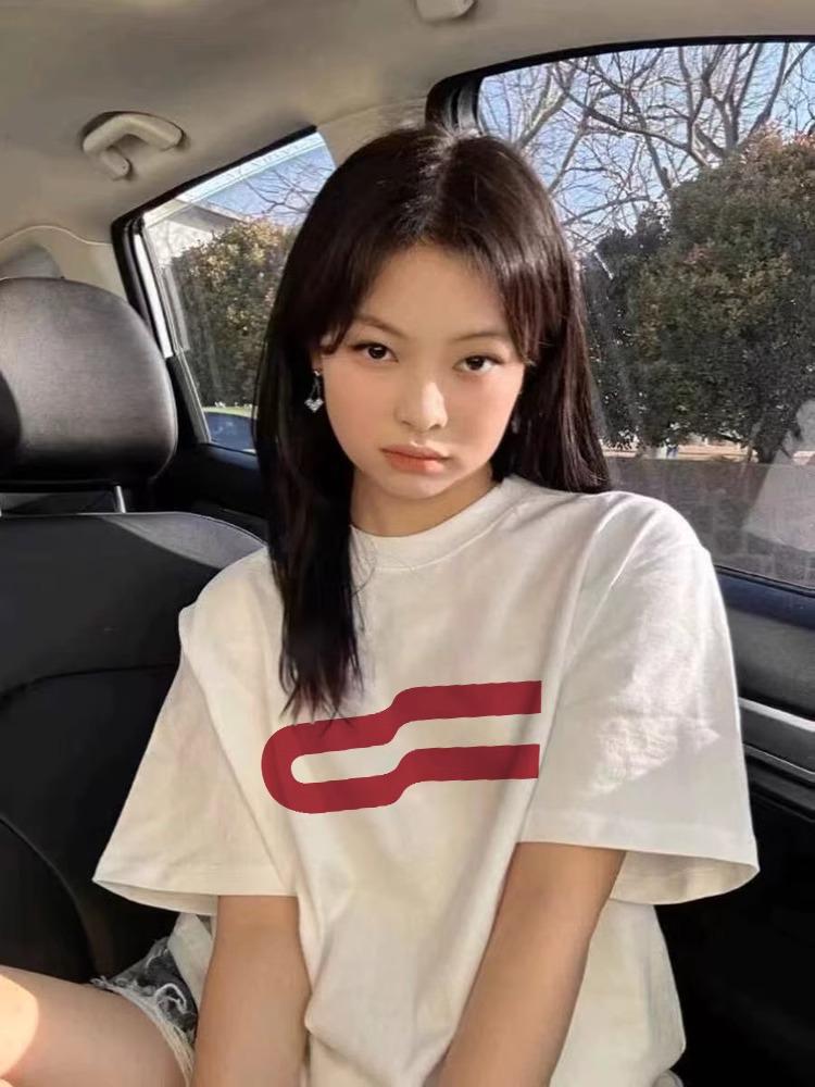 

Women s 2025 New Summer Oversized Drop Shoulder Cotton T-Shirt - American Retro Style M