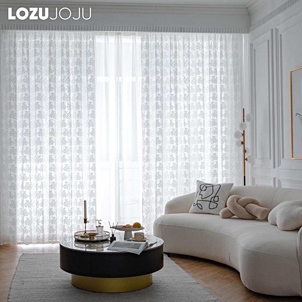 1PC LOZUJOJU White Lace Knitted Small Floral Chiffon Curtain for Living Room Bedroom Balcony Home Decor
