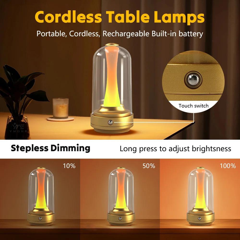 Elegant LED Lamp Rechargeable Touch Sensor Waterproof Ideal for Reading Ambient Lighting In Home Bedroom Bar Office Outdoor