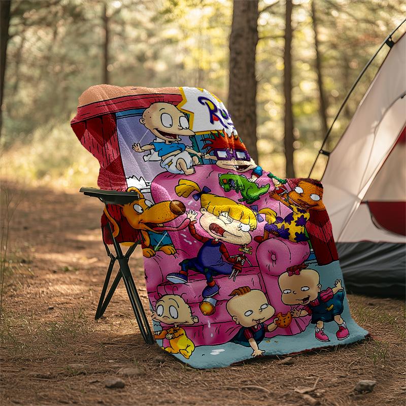 1pc Rugrats in paris2 Theme Blanket - Digital Print, Polyester, Cozy for All Seasons, Perfect for Outdoor, Camping, and Travel