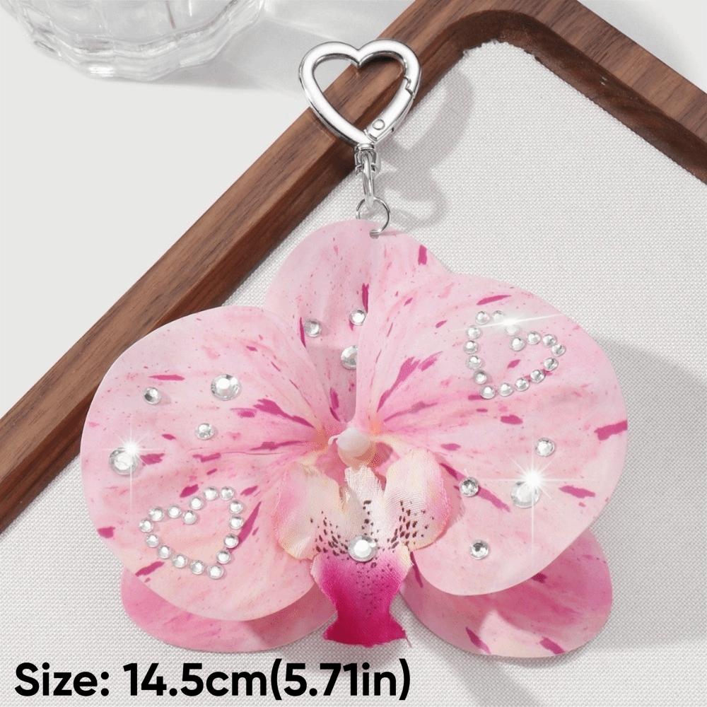 Simulation Butterfly Orchid Orchid Lily Keychain Rhinestone Pearl Flower Bag Pendant Simulation Flower Keychain