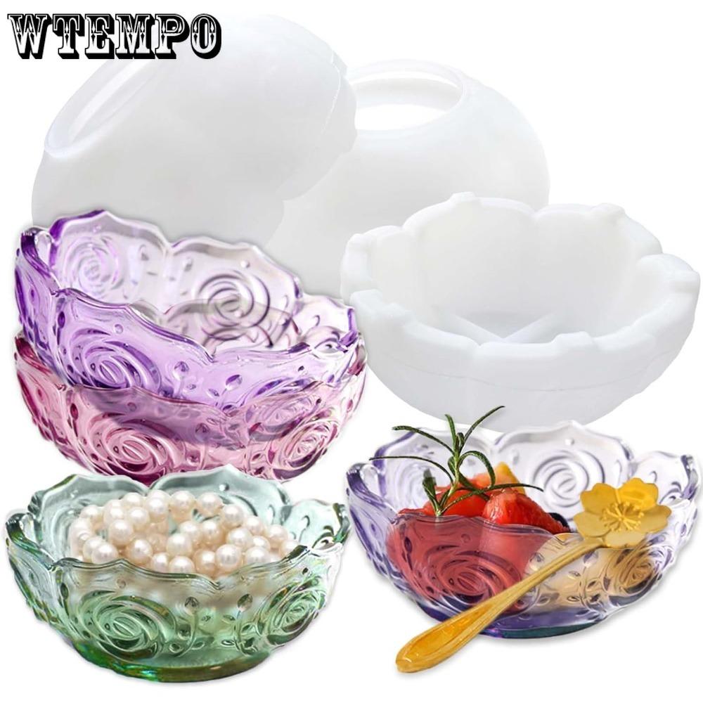 3pcs Flower Bowl Resin Mold Unique Lotus Bowl Silicone Mold 3D Container Storage Mold for Jewelry Candle Holder Silicone Molds for Resin