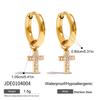 Trendy 18K Gold Waterproof Stainless Steel Earrings Dangling Diamond Cross Star Butterfly Pendant 18K Gold Body Jewelry Zircon