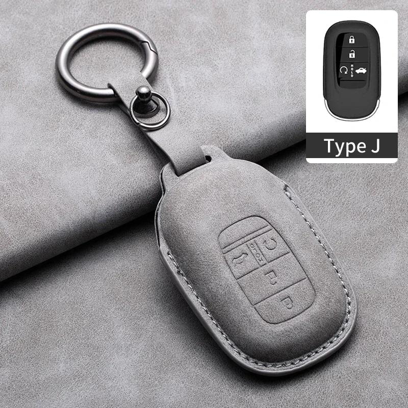 

Leather Cover Protector Holder Car Remote Key Case Fob for Honda Civic Accord HR-V CR-V CRV 2 3 4 Buttons Keychain Accessories