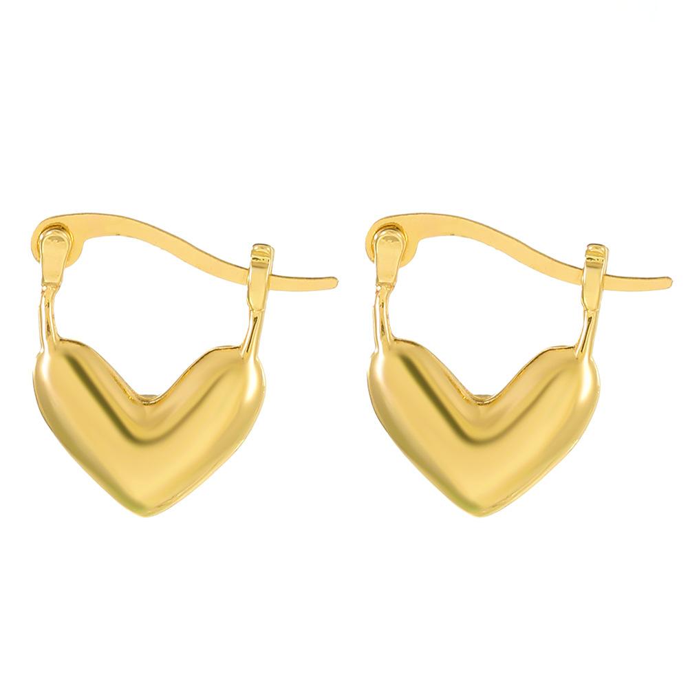 Gold Color Smooth Metal Chunky Hoop Earrings for Women Girls Fashion Punk C-Shaped Spiral Pattern Ear Buckle Lightweight Jewelry