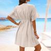 Ice Silk Lace Patchwork Bikini With Beach Dress