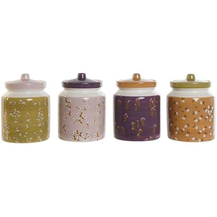 Pot - DKD HOME DECOR - Estándar - Dolomite - 12x12x16 Cm - Couleurs Variées