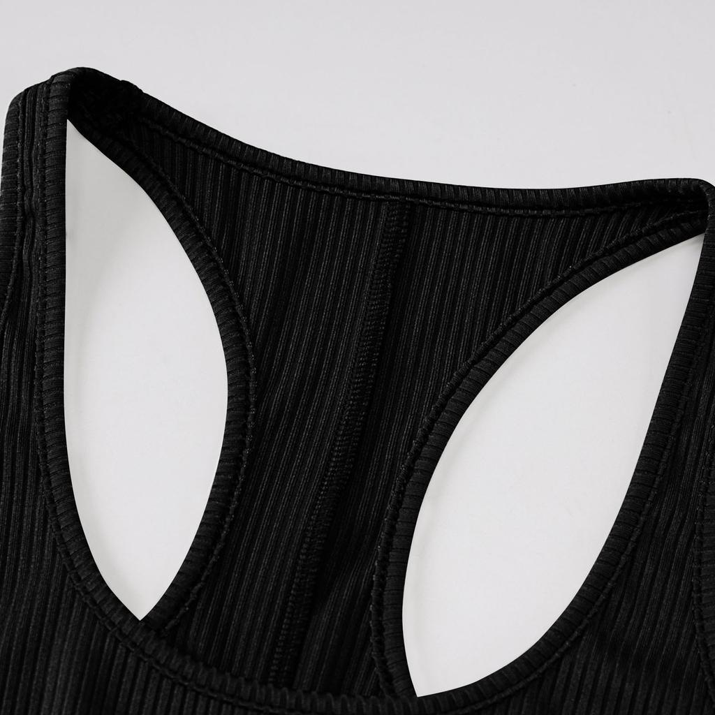 Women's Color High Waist Skinny Rib Racerback Tank Sports Yoga Jumpsuit