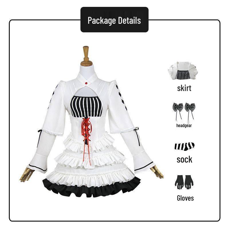 Eva New Evangelion Asuka Anime Gothic Lolita Cosplay Dress Set - White Short Skirt