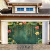 2D Deep Green Lotus Garland Backdrop, Indian Traditional Pooja Photo Background