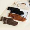 Women's Sueded Gloves with Fleece Lining for Warmth and Stylish Fashionable Bowknot Cuffs Hand Gloves for Daily Use