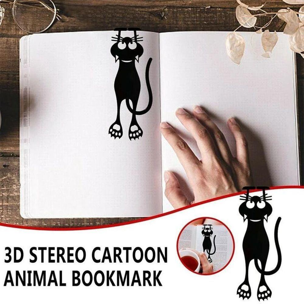 Hollowed-out Acrylic Black Kitten Bookmarks Cartoon Book Folder Cute Book Clip for Reading Lovers