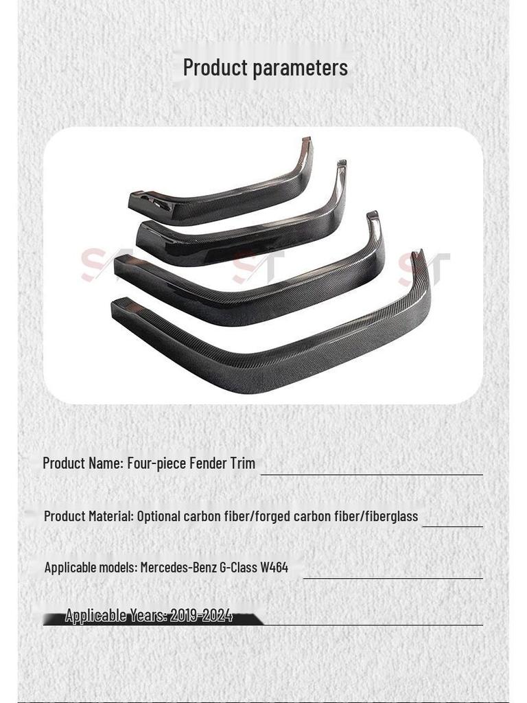 Mercedes-Benz G-Class W464 Dry Carbon Fiber Fender Flares Set - G63 Style, Front and Rear, 4 Pieces