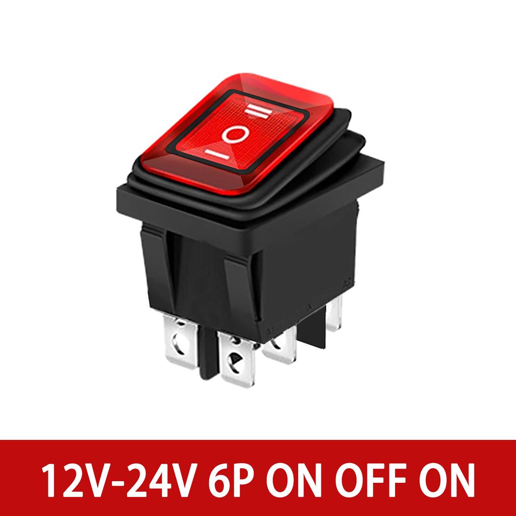 12V 24V / 110V 220V Waterproof Rocker Switch Red/Green LED Light Illuminated 4pins 2 position/6pins 3 position Toggle Switch