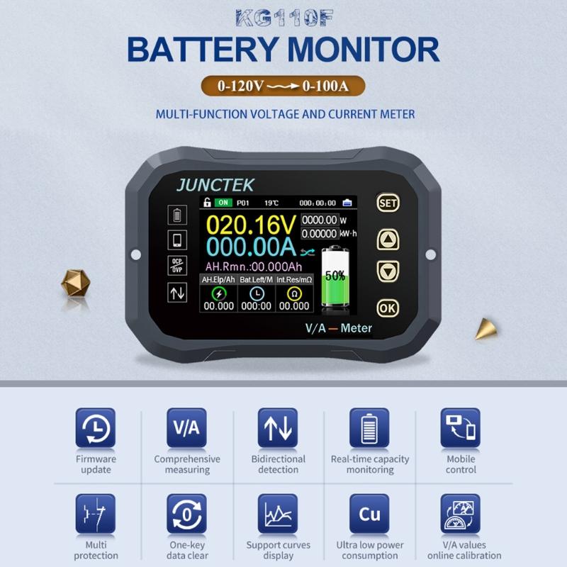 Multipurpose Battery Coulometer Voltage Current Tester Temperature Meter KW Display App Control Real-time Monitor