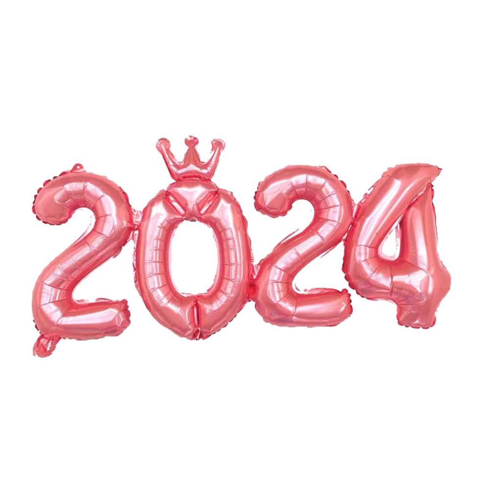 2024 New Year's Decoration Balloon 16 Inch Siamese Numbers Aluminium Film Balloon Company Anniversary Celebration Family Gathering Balloon