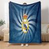 FC Madrid Emblem Flanelldecke, Weiches Polyester, Modernes Design, Ganzjahres für Camping, Reisen, Geschenke für Feiertage oder Geburtstage