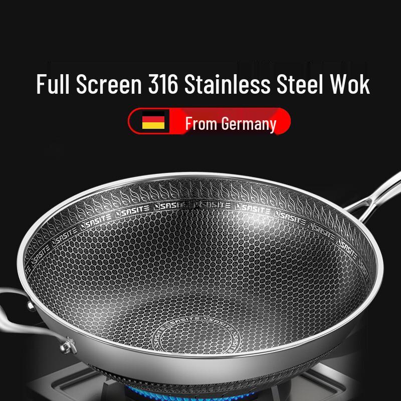 Saste 316 Stainless Steel Wok with Lid