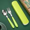2Pcs/Set Portable Spoon Fork Combination Travel Tableware Set Stainless Steel Dinnerware With Box For Kid School Cutlery