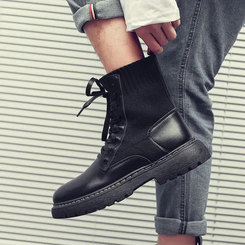 Fashion Male Shoes Black Warm With Fur Winter Men's Boots Designer Offer Comfortable In Promotion Non Slip Footwear Low Price Cheap Y2k