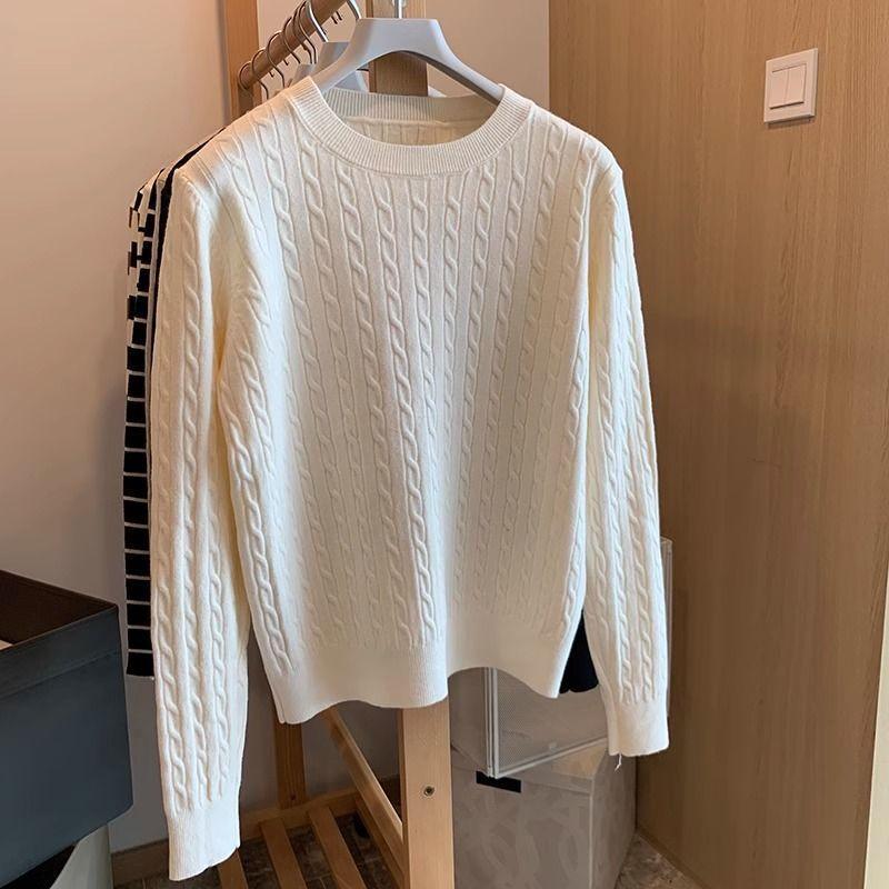 Twist sweater knitted sweater autumn new lazy style loose inner top winter long sleeve bottoming shirt women