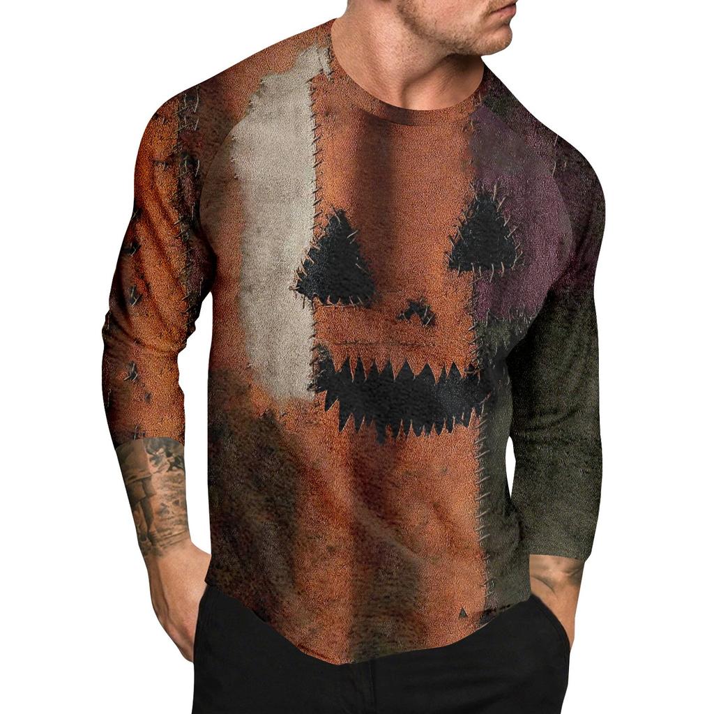 Halloween Print Raglan Sleeve Men's Long Sleeve Top