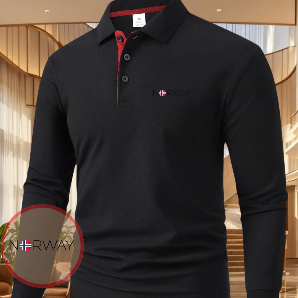 Men'S Long Sleeve Casual Summer Print T-Shirt - Fashionable Versatile Top, Geometric Design, Lightweight Polo Golf Shirt
