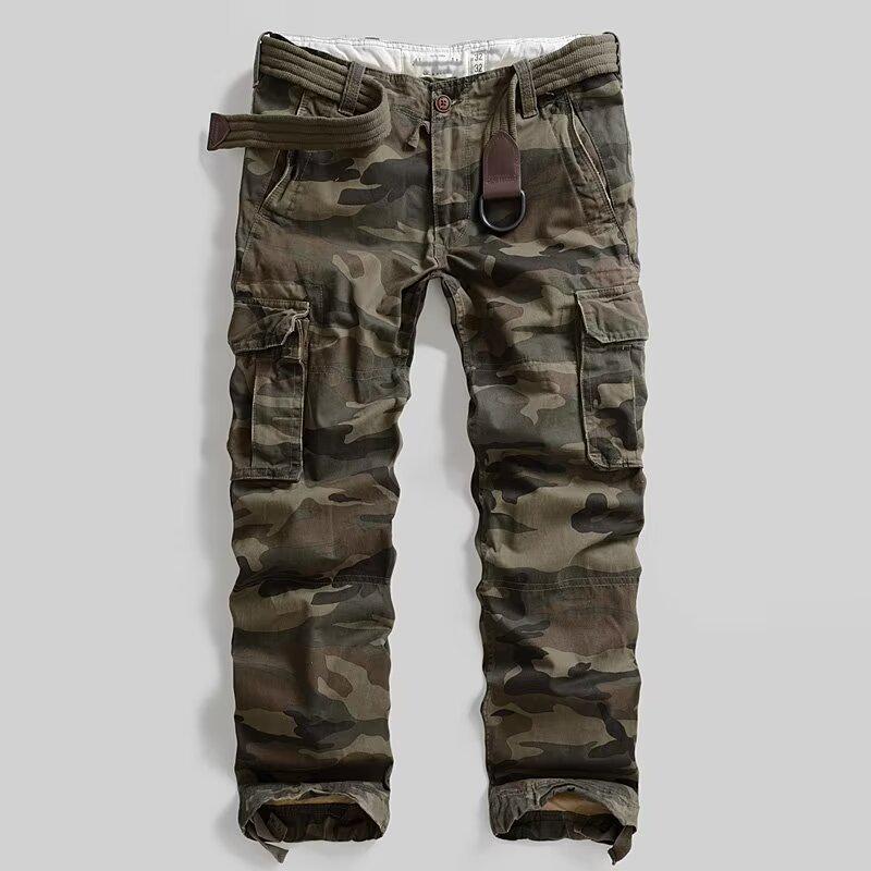 Men's Heavy-Duty Camouflage Cargo Pants - Loose Fit, Multi-Pocket, Trendy, Casual, Large Size