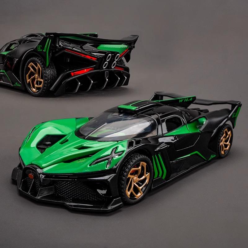 1/32 Bugatti Bolide Miniature GT Die Casting Model Car Metal Alloy Sound & Light Pull Back Children's Toy Car Birthday Gifts Boy