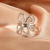 Stainless Steel Gold Color Leaves Open Rings for Women Men Minimalist Metal Irregular Adjustable Finger Rings Jewelry Gift