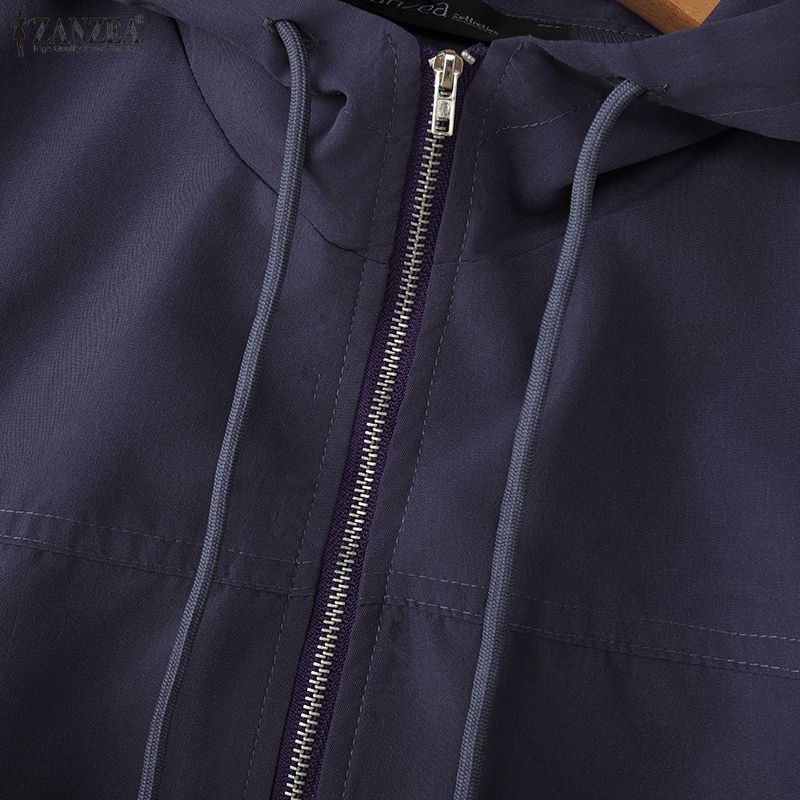 ZANZEA Womens Autumn Casual Long Sleeve Hoodies Thin Jackets