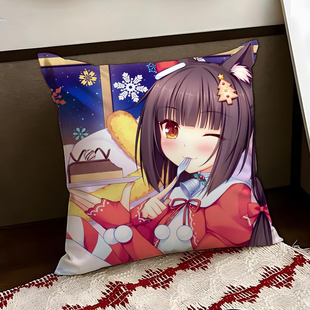 Anime NNekopara Cushion Cover Reversible Soft Durable Pillow Cover Home  Car MultiScene Use for Daily Comfort