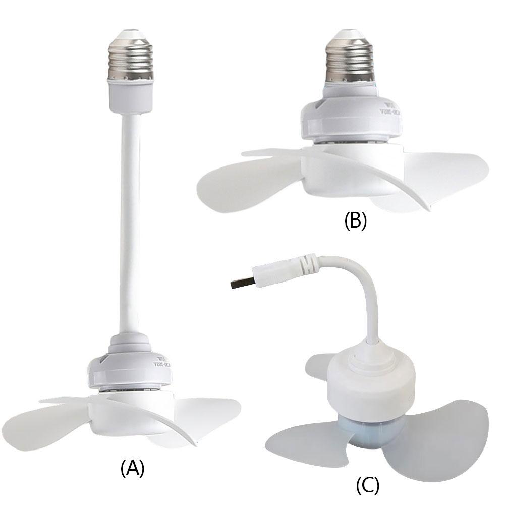 Chandelier Ceiling Fan E27 Base/USB Light Bulb Fan with Socket Hose Extender Small Ceiling Fan Light for Bedroom Living Room