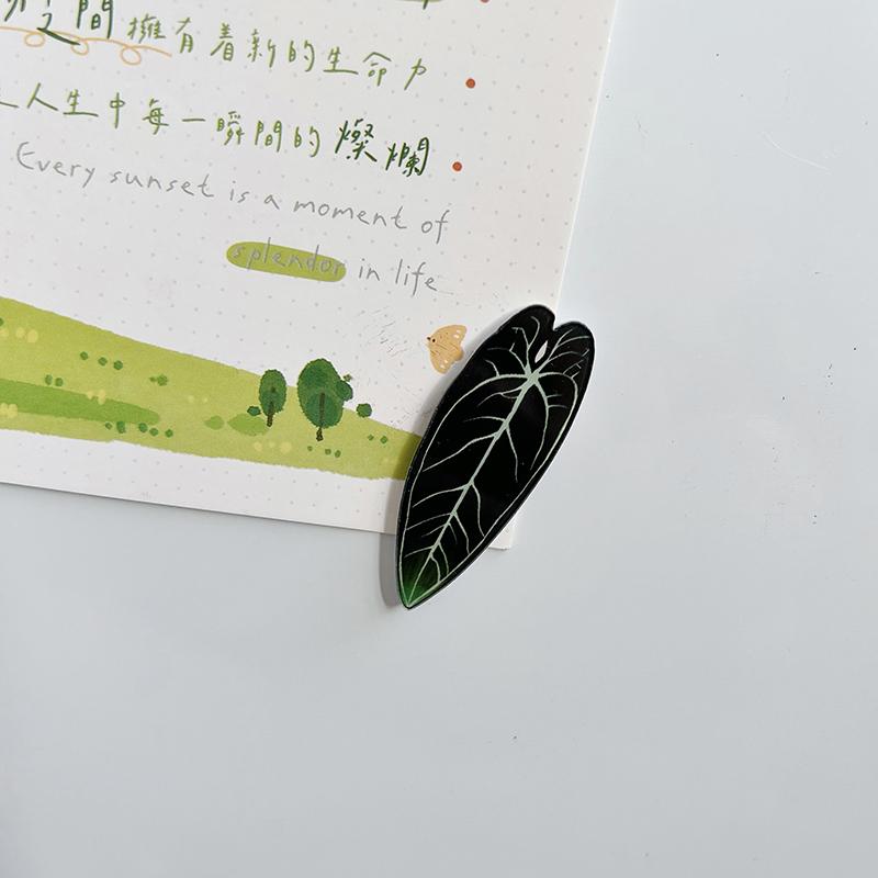 Plants Leaves Fridge Magnet Pink Princess Plant Refrigerator Sticker Acrylic Simulation Leaf Magnet Sticker Home Kitchen Decor