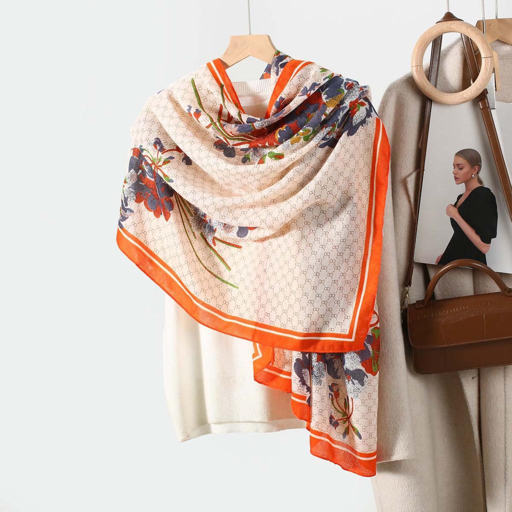 2025 New Cotton and Linen Feel Simple Color Matching Scarf Korean Version Fashion Foreign Style Travel Sunscreen Yarn