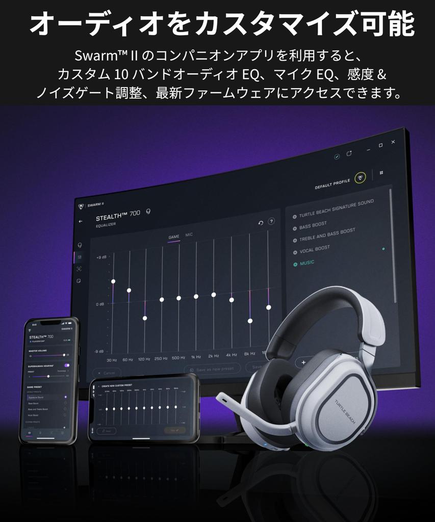 Turtle Beach Stealth 700 Gen 3 Gaming Dual Compatible with 60mm AI Noise Battery Life Warranty Headset, Multi-Platform, White, Wireless, Dongles,
