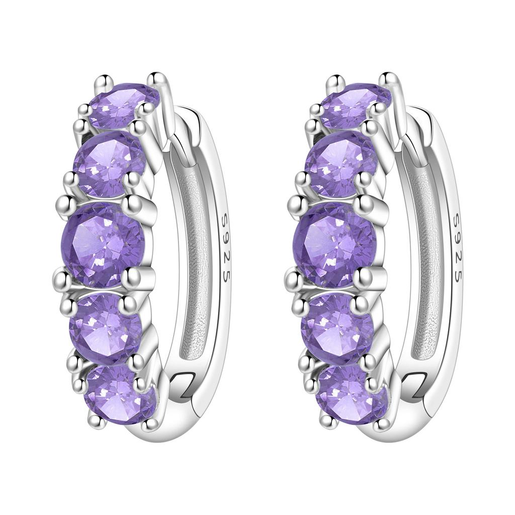Orstarry S925 Silver Hoop Earrings Sparkling Blue Yellow Zircon Jewelry For Women Party Gifts