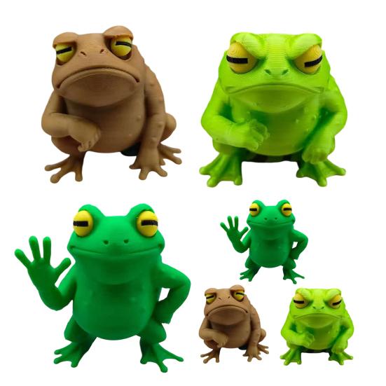 Figura de Sapo Impresa en 3D Divertida Linda Sapo Decoración de Escritorio Animal Coleccionable Escultura para Decoración de Estante de Hogar Oficina