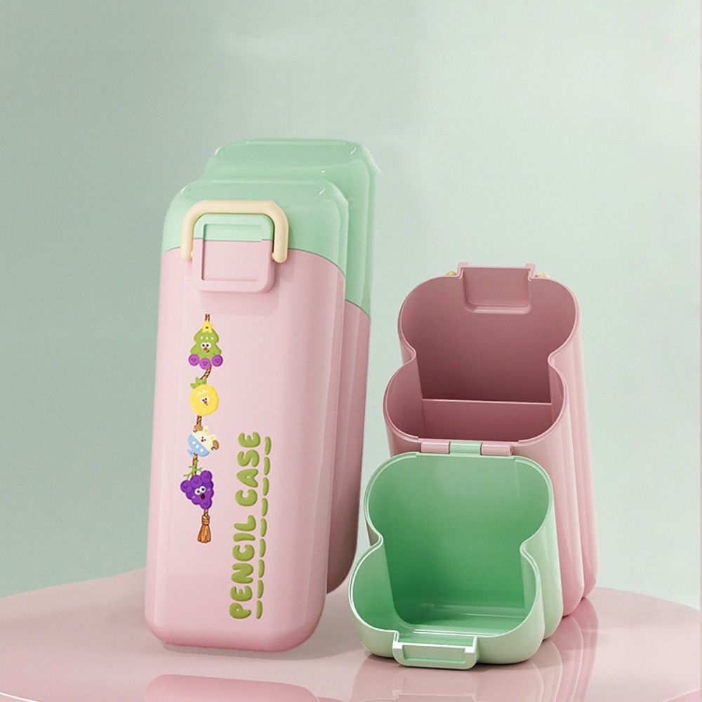Creative Desktop Slanting Organizer Large Capacity Cartoon Cosmetics Storage Box Angled Design Divided Pencil Case